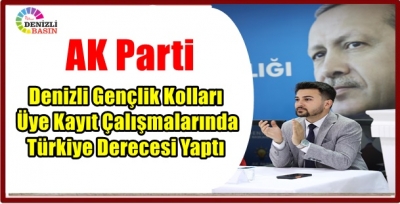 AK Parti Denizli Gençlik Kolları, Üye Kayıt Çalışmalarında Türkiye Derecesi Yaptı 