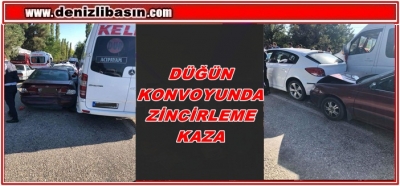 DÜĞÜN KONVOYUN DA ZİNCİRLEME KAZA